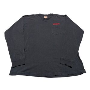 Bayside Heavy Weight Long Sleeve Pocket Tee Wisconsin Navy Blue Mens XL USA Made